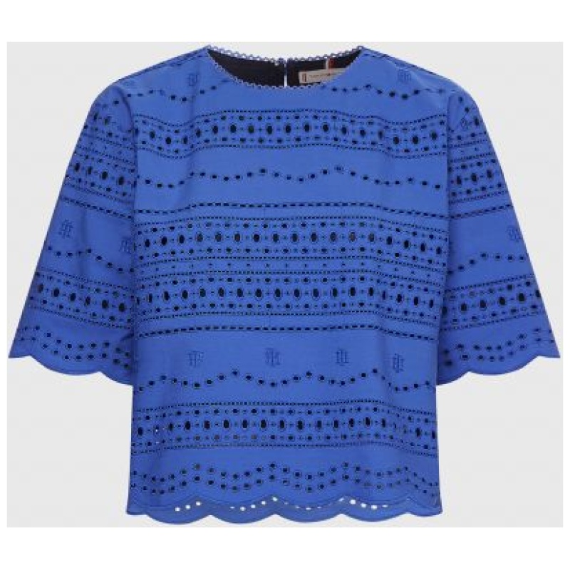 TOMMY HILFIGER BRODERIE C-NK BLOUSE